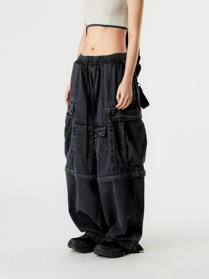 Heavy Pocket Cargo Banding 2-Way Denim Pants