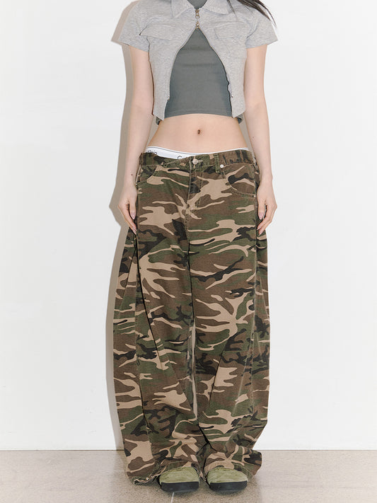 Camo Ripstop Side Folding Wide Pants