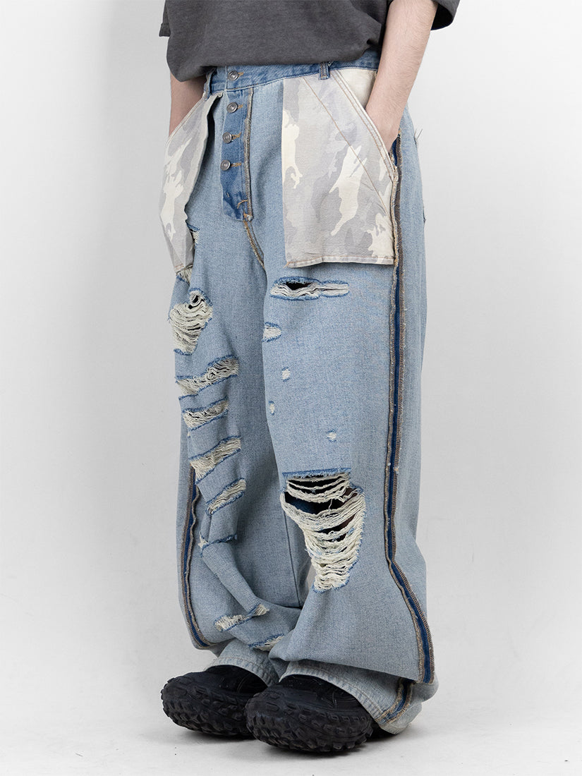 Outline Damage Denim Pants