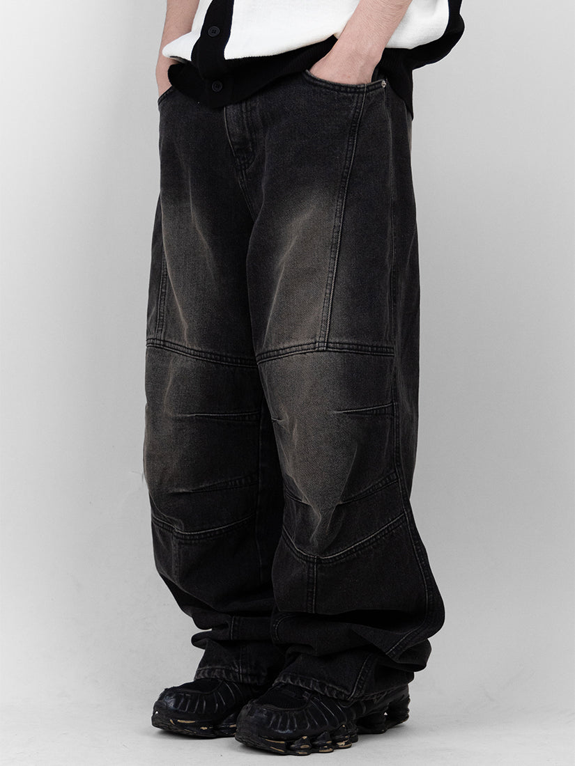 Scale Panel Wide Denim Pants