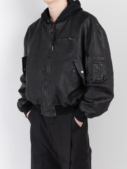 Short hooded bomber jacket