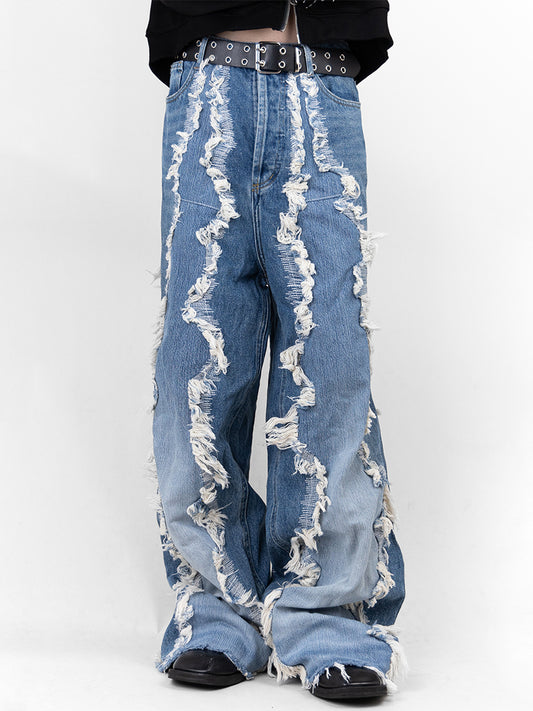 Crack Denim Baggy Pants 03