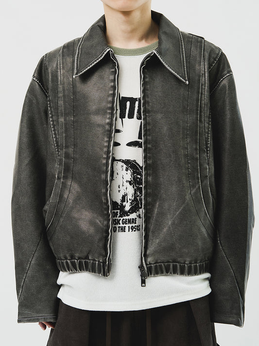 Pit Curved Leather Jacket