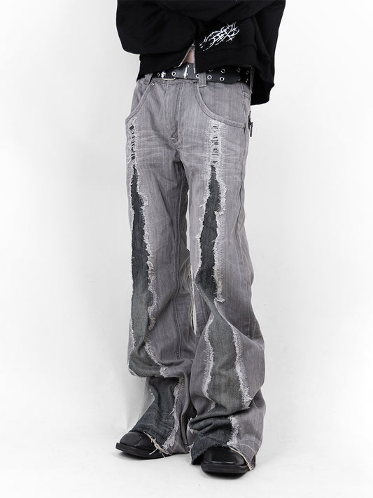 Crack Denim Baggy Pants 04