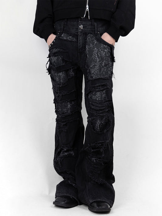 Dould Belt Damage Denim Pants