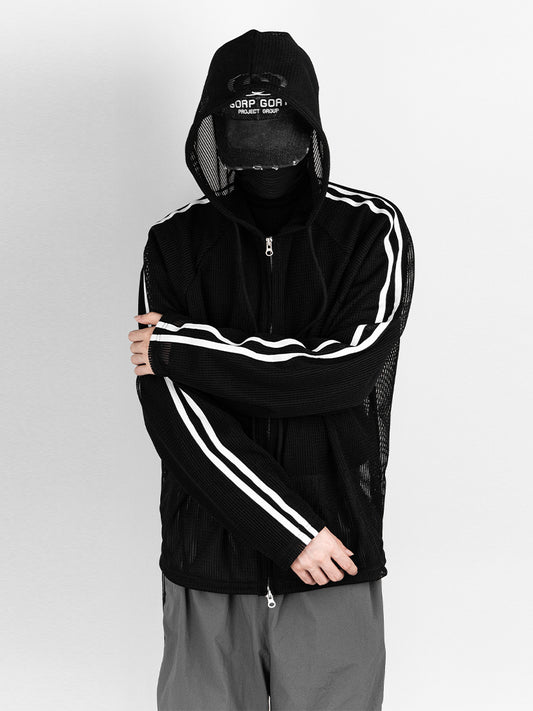 Track mesh hood zip up