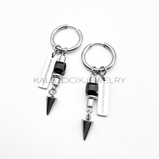 Black square & spikes earrings